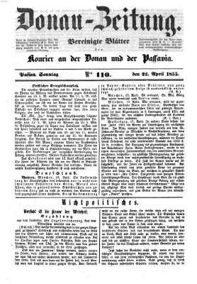 Donau-Zeitung Sonntag 22. April 1855