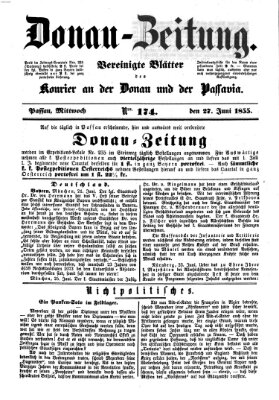 Donau-Zeitung Mittwoch 27. Juni 1855