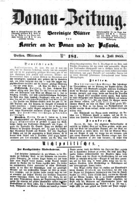 Donau-Zeitung Mittwoch 4. Juli 1855