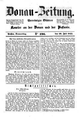 Donau-Zeitung Donnerstag 19. Juli 1855