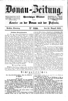 Donau-Zeitung Sonntag 12. August 1855