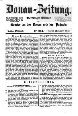 Donau-Zeitung Mittwoch 12. September 1855