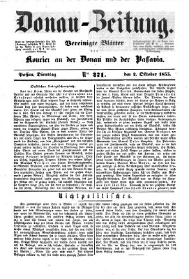 Donau-Zeitung Dienstag 2. Oktober 1855