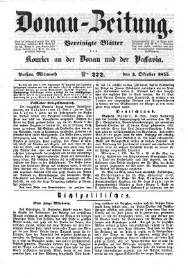 Donau-Zeitung Mittwoch 3. Oktober 1855