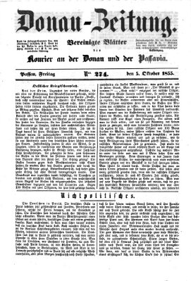 Donau-Zeitung Freitag 5. Oktober 1855