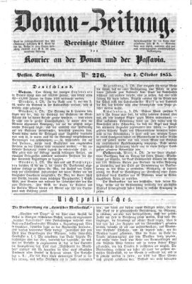 Donau-Zeitung Sonntag 7. Oktober 1855