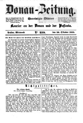 Donau-Zeitung Mittwoch 10. Oktober 1855