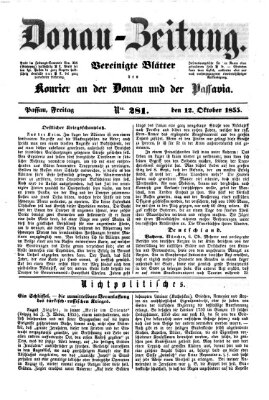 Donau-Zeitung Freitag 12. Oktober 1855