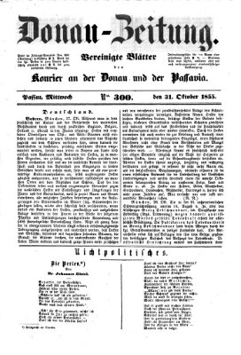 Donau-Zeitung Mittwoch 31. Oktober 1855