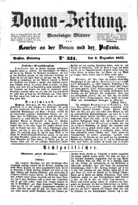 Donau-Zeitung Sonntag 2. Dezember 1855