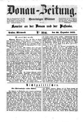 Donau-Zeitung Mittwoch 26. Dezember 1855