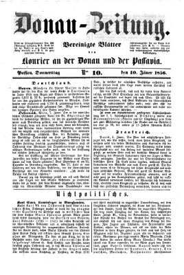 Donau-Zeitung Donnerstag 10. Januar 1856