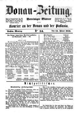 Donau-Zeitung Montag 14. Januar 1856