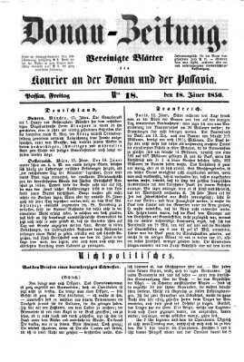 Donau-Zeitung Freitag 18. Januar 1856