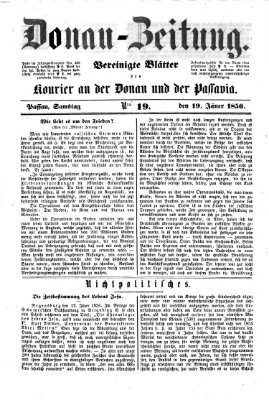 Donau-Zeitung Samstag 19. Januar 1856