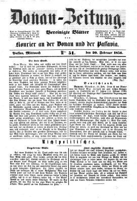 Donau-Zeitung Mittwoch 20. Februar 1856