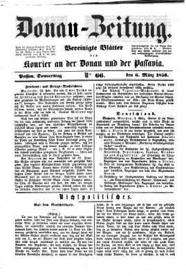 Donau-Zeitung Donnerstag 6. März 1856