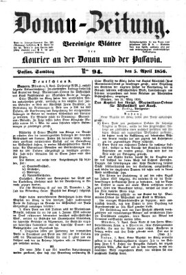 Donau-Zeitung Samstag 5. April 1856