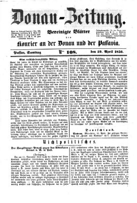 Donau-Zeitung Samstag 19. April 1856