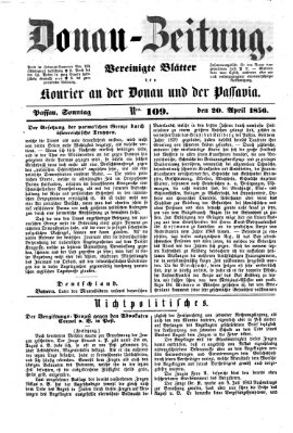 Donau-Zeitung Sonntag 20. April 1856