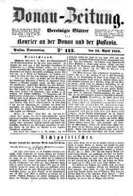 Donau-Zeitung Donnerstag 24. April 1856