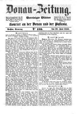 Donau-Zeitung Sonntag 22. Juni 1856