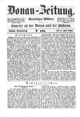 Donau-Zeitung Donnerstag 3. Juli 1856