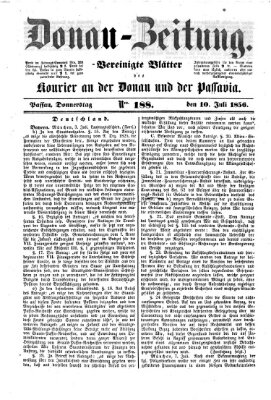 Donau-Zeitung Donnerstag 10. Juli 1856