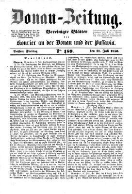 Donau-Zeitung Freitag 11. Juli 1856