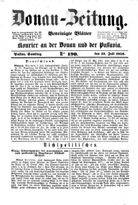 Donau-Zeitung Samstag 12. Juli 1856