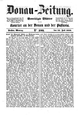 Donau-Zeitung Montag 14. Juli 1856