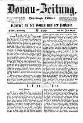 Donau-Zeitung Dienstag 22. Juli 1856