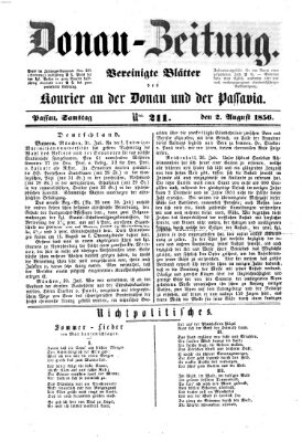 Donau-Zeitung Samstag 2. August 1856