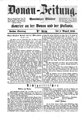 Donau-Zeitung Dienstag 5. August 1856