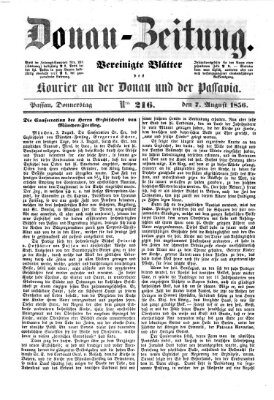 Donau-Zeitung Donnerstag 7. August 1856