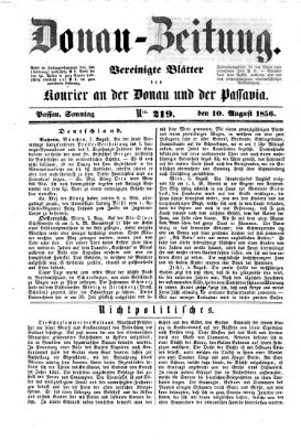 Donau-Zeitung Sonntag 10. August 1856