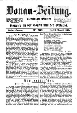 Donau-Zeitung Sonntag 24. August 1856