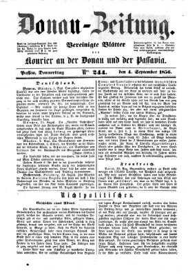 Donau-Zeitung Donnerstag 4. September 1856