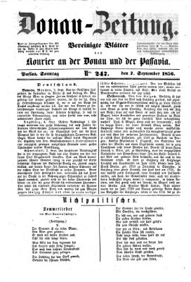 Donau-Zeitung Sonntag 7. September 1856