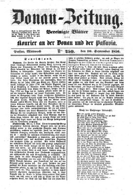 Donau-Zeitung Mittwoch 10. September 1856