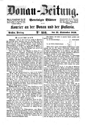 Donau-Zeitung Freitag 12. September 1856