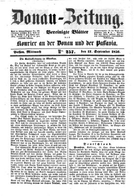 Donau-Zeitung Mittwoch 17. September 1856