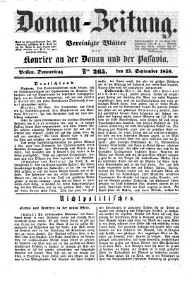 Donau-Zeitung Donnerstag 25. September 1856