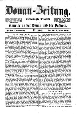 Donau-Zeitung Donnerstag 16. Oktober 1856