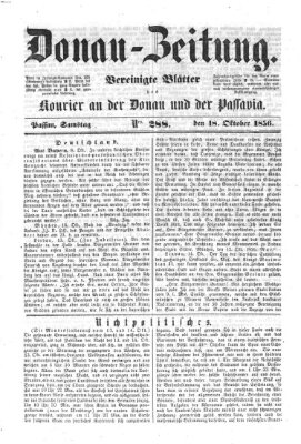 Donau-Zeitung Samstag 18. Oktober 1856