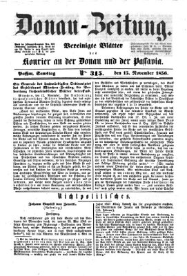 Donau-Zeitung Samstag 15. November 1856