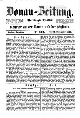 Donau-Zeitung Samstag 22. November 1856