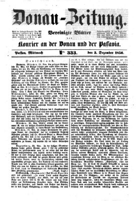 Donau-Zeitung Mittwoch 3. Dezember 1856