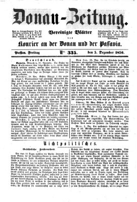 Donau-Zeitung Freitag 5. Dezember 1856