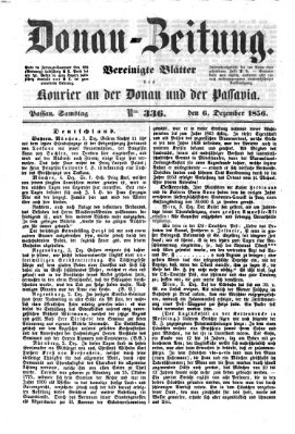 Donau-Zeitung Samstag 6. Dezember 1856